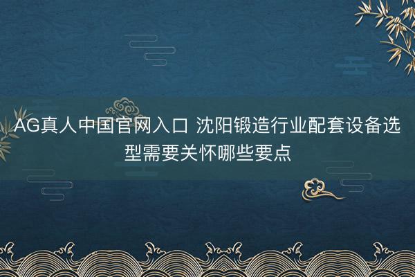 AG真人中国官网入口 沈阳锻造行业配套设备选型需要关怀哪些要点