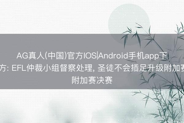 AG真人(中国)官方IOS|Android手机app下载 官方: EFL仲裁小组督察处理， 圣徒不会插足升级附加赛决赛