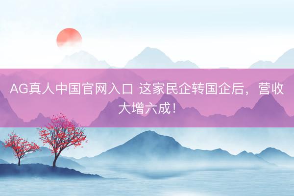 AG真人中国官网入口 这家民企转国企后，营收大增六成！