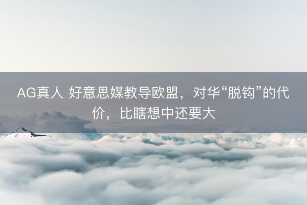 AG真人 好意思媒教导欧盟,对华“脱钩”的代价,比瞎想中还要大