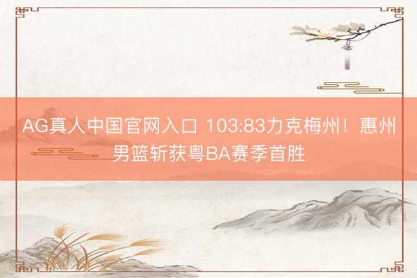 AG真人中国官网入口 103:83力克梅州！惠州男篮斩获粤BA赛季首胜